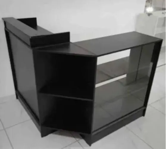 Balcão L caixa e vitrine preto promoção