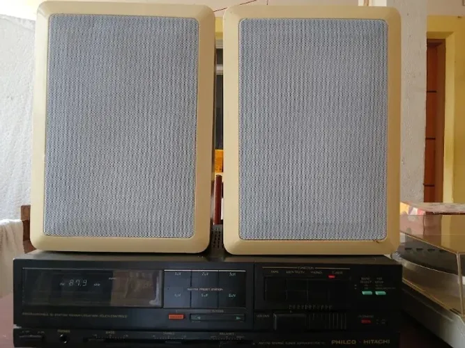 toca disco receiver e caixas acusticas