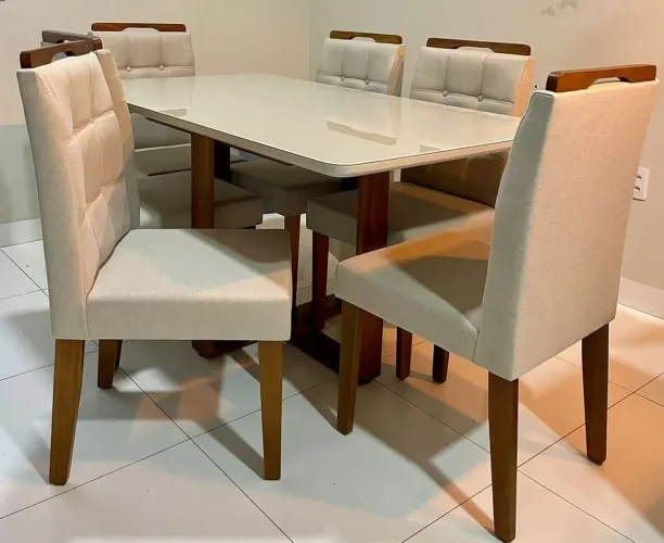 Mesa de Jantar 6 Cadeiras Safira Em madeira 160x90 (Nova e embalada !!)