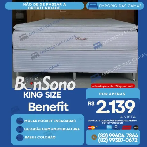 Cama Bonsono king size Base bipartida e colchão molas ou espuma
