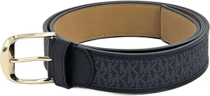 Cinto Michael Kors Original Couro 100% Novo Mk Preto/gold
