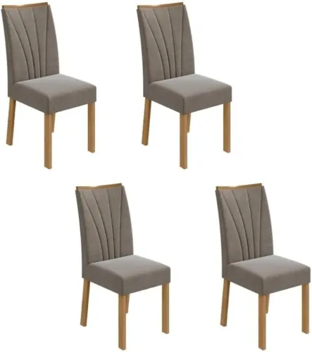 Conjunto 4 Cadeiras No Linho Para Sala De Jantar