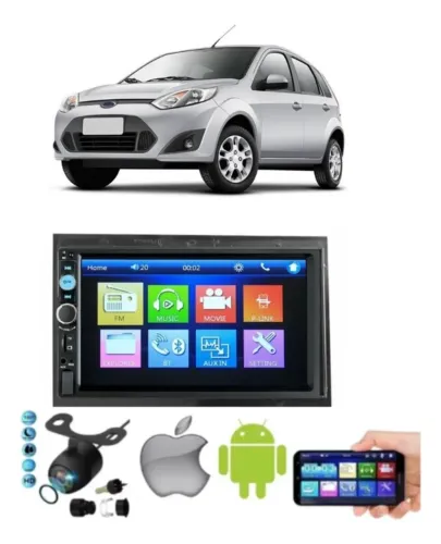Mp5 Multimidia 2 Din Fiesta 2005 A 2014 + Camera De RE