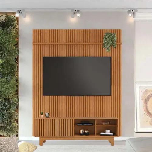 Rack + Painel Larg. 1.82m Cinamomo Ripado para TV até 65" rf433