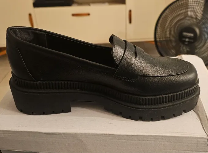 Sapato couro floater preto- morassem feminino