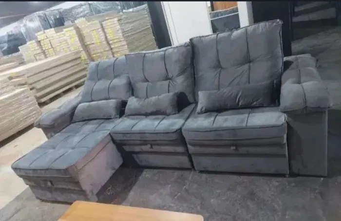 Sofá Modular Cinza Confortável e Espaçoso