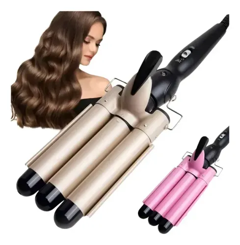 Chapinha Modelador Cabelo Cerâmica Tri-onda Ondulador Bivolt
