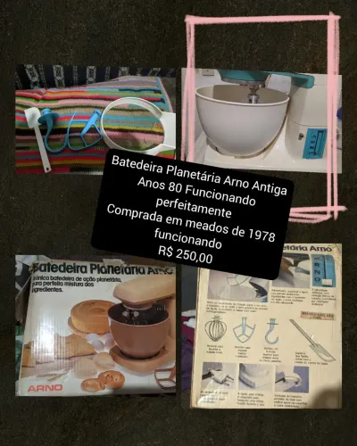 Batedeira Planetária Arno Antiga Anos 80 Funcionando perfeitamente