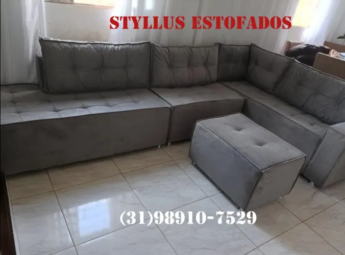 Sofá de Canto Cinza - Novo