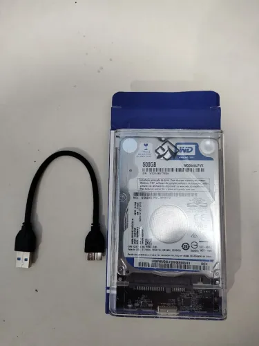 HD externo WD 500 GB+ Cabo USB 3.0 + Case Transparente