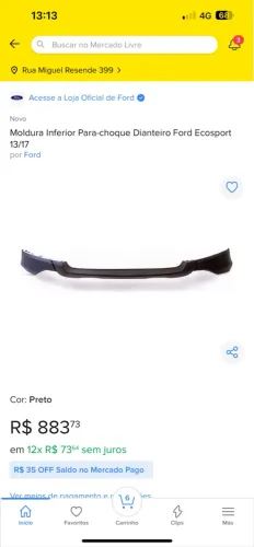 Moldura Inferior Para-choque Dianteiro Ford Ecosport 13/17