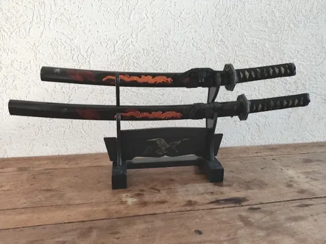 Linda Espada Japonesa Katana Duplo Decorativo Trazido Japão 