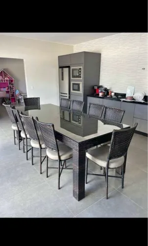 Mesa de Jantar na Fibra Sintética com 10 cadeiras - em até 7x sem juros 