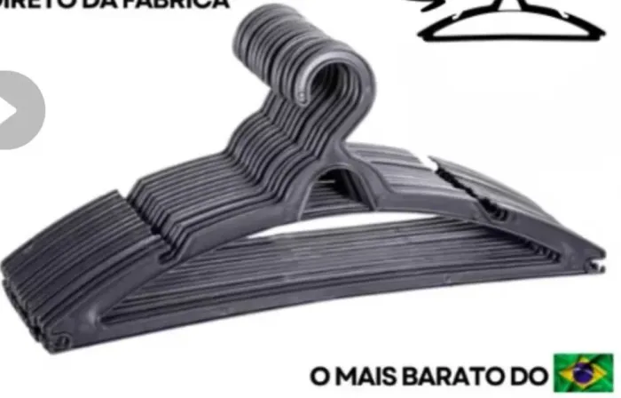 Cabides de plástico preto - Pacote com 20 unidades