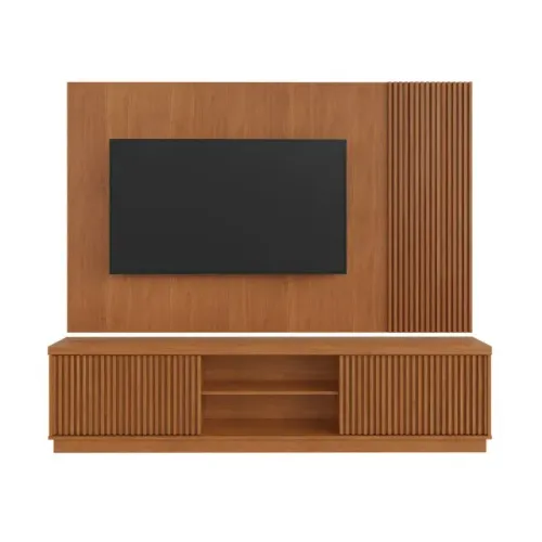 Estante Home Arezzo New 2 Portas Ripadas Para Tv até 75 Polegadas Com Led Cascata