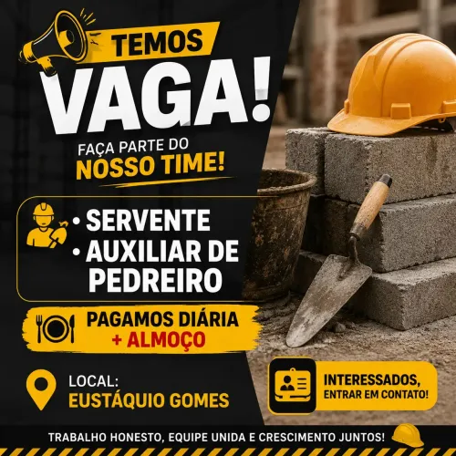Vaga para ajudante de pedreiro / Servente 