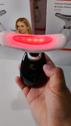 Massageador de Pescoço e Rosto LED Vibração Fototerapia para Rejuvenescer Anti-Ruga