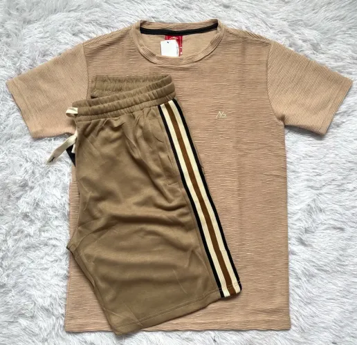 Kit Camisa Textura e Bermuda Moletim 