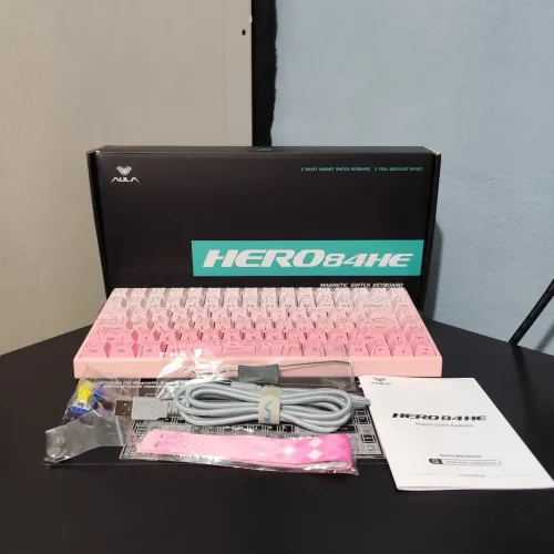 Teclado Magnético AULA Hero 84 HE - Contorno de Linhas Rosa - NOVO