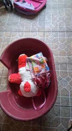 Itens para pets , contendo os seguintes itens: uma casinha,uma caminha de plástica e mais