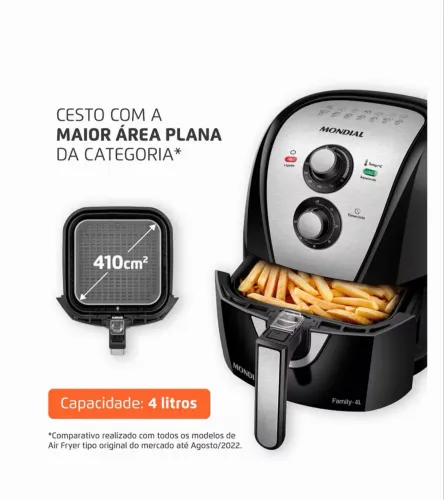 Air Fryer Mondial Family Inox 4L Preta/Inox - 220V