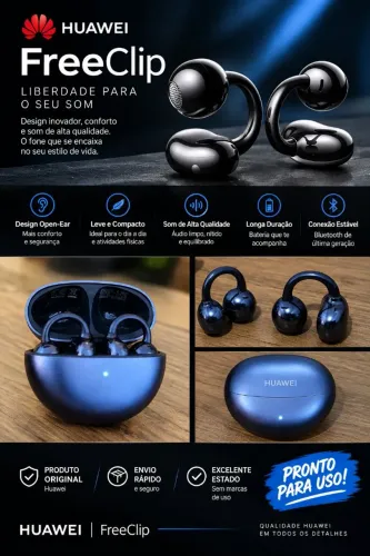 Fone de Ouvido Sem Fio, HUAWEI FreeClip, C-bridge Design