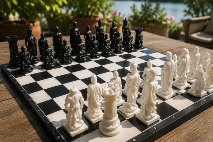 Jogo de Xadrez Temático Gregos x Romanos 3D | Tabuleiro + 32 Peças em PLA | Colecionável P