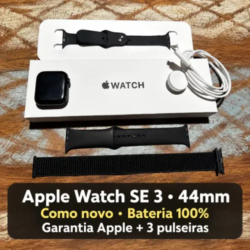 Apple Watch SE 3 GPS 44mm Como Novo - Bateria 100% - Garantia Apple