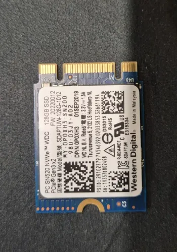 SSD 128Gb NVMe (PCIe) Western Digital - Uso em máquina Dell