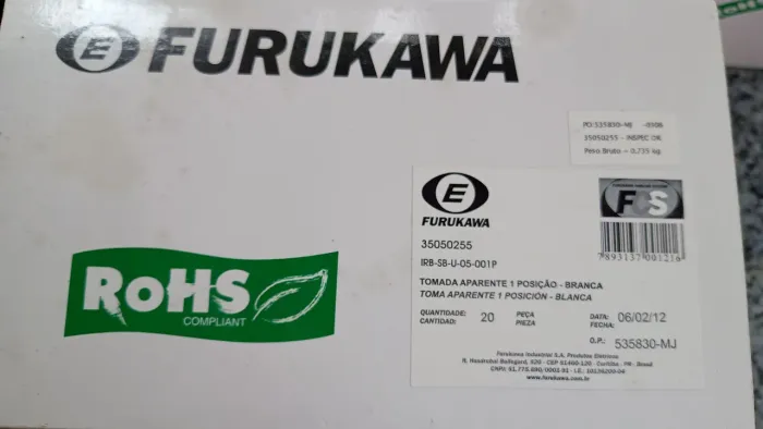 Vendo 67 Tomadas Aparente 1 Posição Furukawa Branca, novas, sai 6 reais cada uma.
