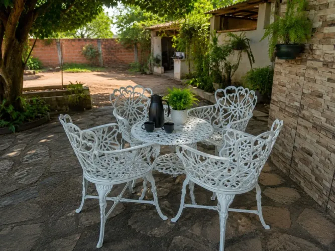 Conjunto de jardim, de alumínio funido, pronta entrega, aceitamos cartãos.