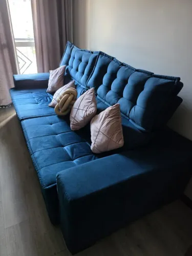 Sofá Retrátil e Reclinável Cama inBox Big Puffer com SoftGel D40 Velupluma
