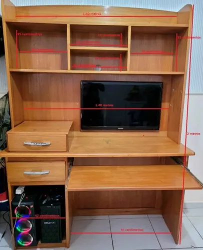 MESA ESTANTE ARMARIO DE ESCRITÓRIO DE MADEIRA MACIÇA