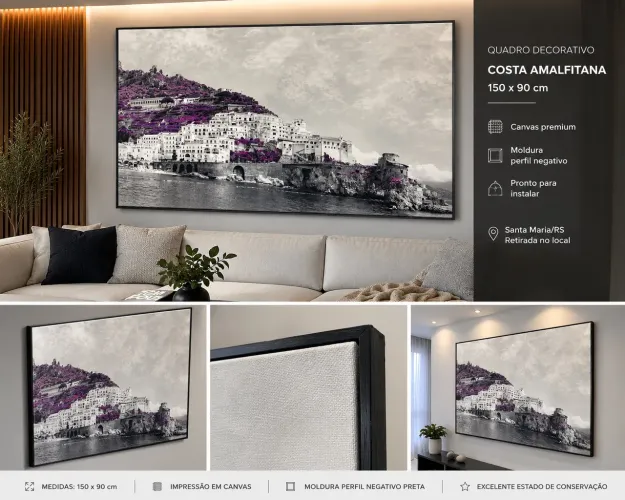Quadro Decorativo Costa Amalfitana - 150 x 90 cm | Canvas Premium