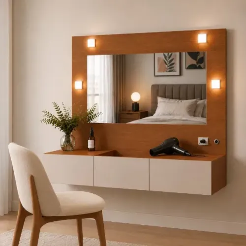 OFERTA - Penteadeira Camarim Suspensa com Espelho LED 3 Gavetas Maquiagem