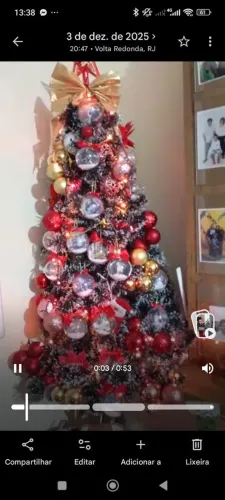 Árvore de Natal com enfeites + brinde guirlanda e souple de mesa tema natal