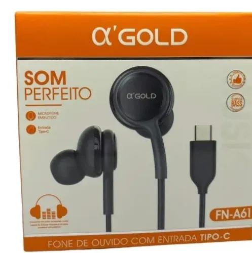 Fone de Ouvido Entrada Type-C c/ Microfone A'GOLD FN-A61 Super Bass