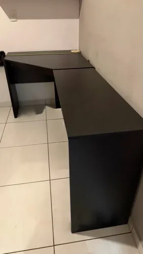 Escrivaninha em L 2 peças preta