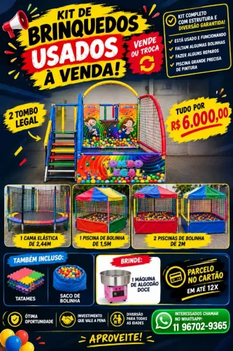 Kit Brinquedos para locação, tombo legal, cama elástica, piscina de bolinhas