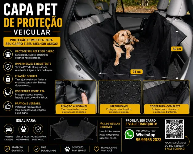 Capa Pet proteção banco de carro 