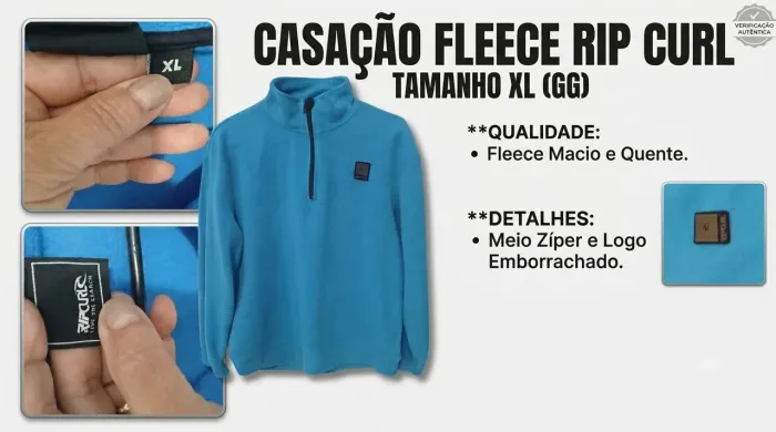 Casaco Fleece Rip Curl Azul - Tamanho XL (GG) - Original