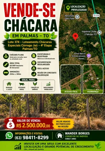 VENDE-SE CHÁCARA EM PALMAS