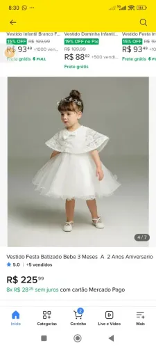 Vestido infantil para daminha ou batizado NOVO NA ETIQUETA