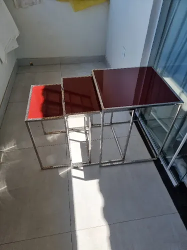 3 Mesas de Centro Sobrepostas Marca Tok Stok em Metal