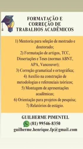 Formatação, correção e elaboração de trabalhos acadêmicos