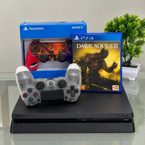 PS3 Slim + 2 controles + Jogo mídia física