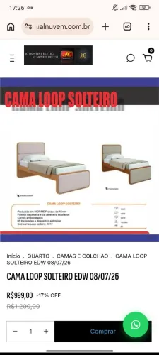 CAMA LOOP CABECEIRA ESTOFADA SOLTEIRO