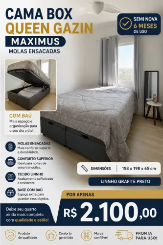 Cama Box Baú Casal Queen com Colchão