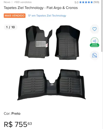 Tapetes Ziel Fiat Argo e Fiat Cronos