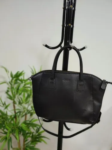 bolsa mr cat couro legítimo preta 